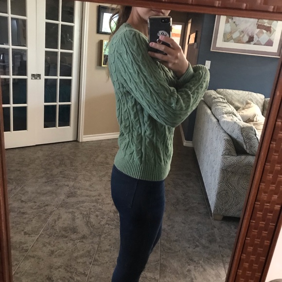 Green Cable Knit Sweater - Picture 2 of 3